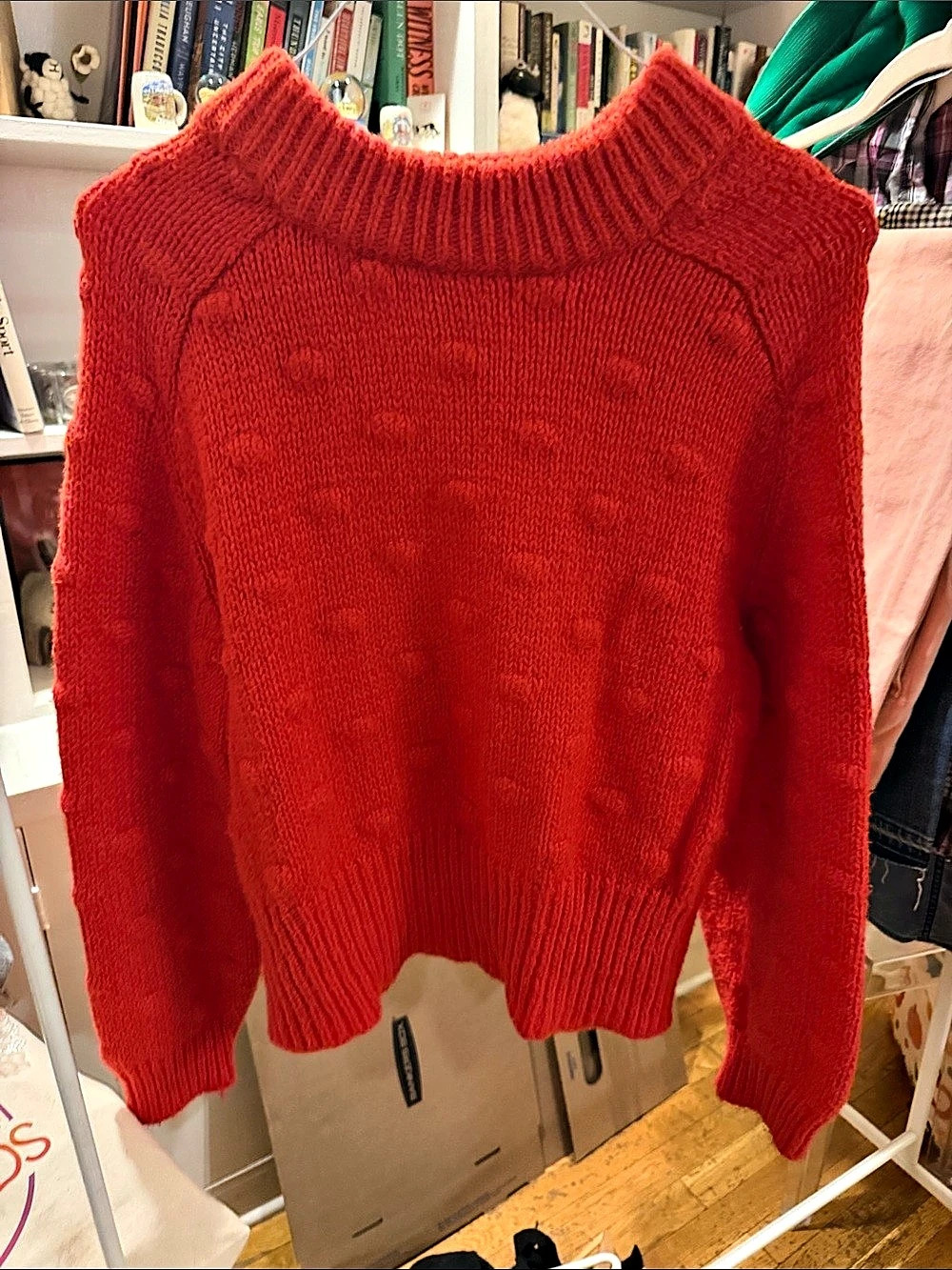 Universal Thread Women's Crewneck Bobble Pullover Sweater Red Large